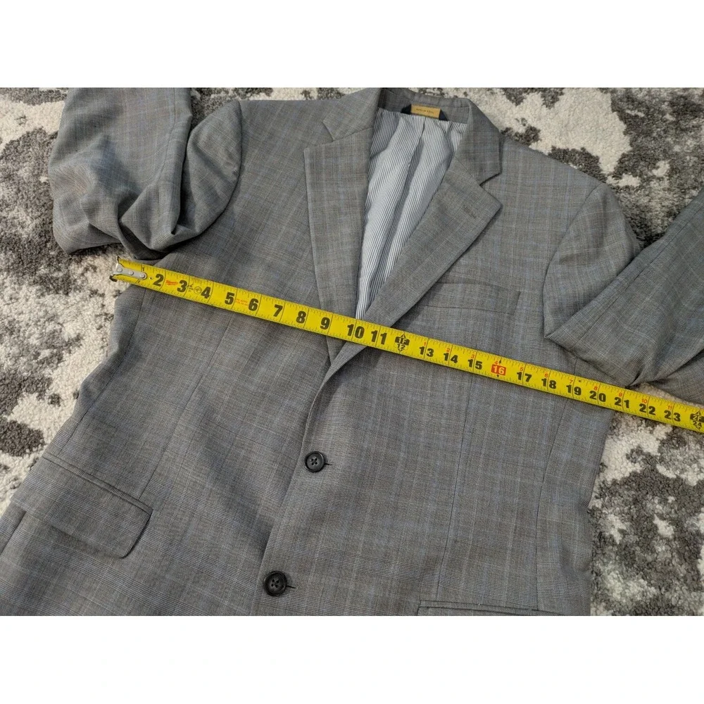 BROOKS BROTHERS Gray Blue Plaid Wool Blend Explorer Fitzgerald Blazer Jacket 40R - Picture 7 of 12